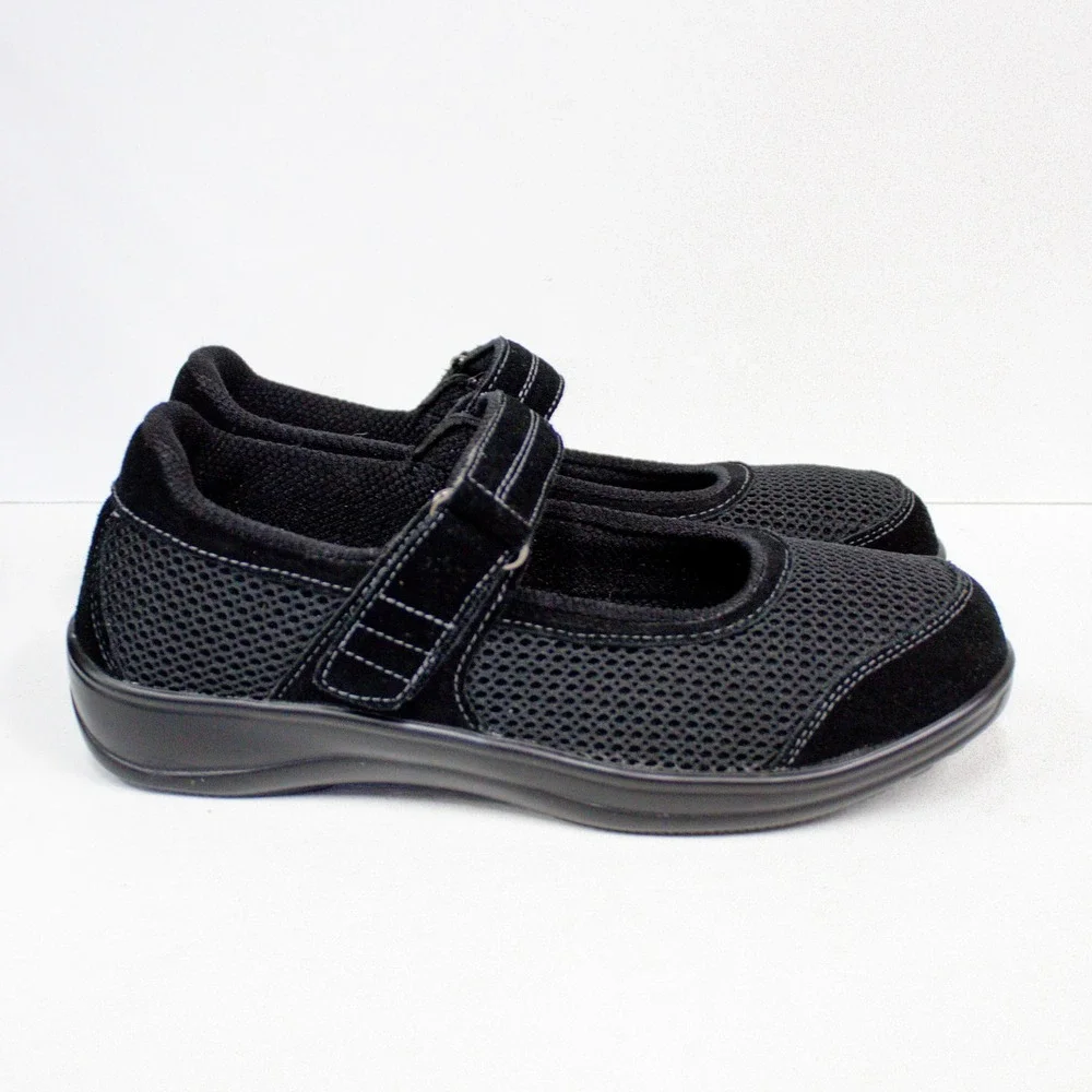 OrthoFeet Shoes | OrthoFeet Chattanooga Mary Jane Black Mesh Suede Comfort Shoes